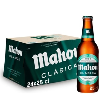 Pack 48 botellines×25cl.Mahou Clásica por 17,13€.