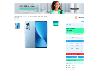 Móvil Xiaomi 12 5G 8GB 256GB por 364,62€