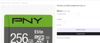 PNY Elite microSDXC 256GB UHS-I Clase 10 por solo 16,53€