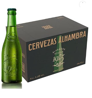 Pack 24 Botellas 6,4% Volumen de Alcohol Alhambra Reserva 1925 Cerveza Dorada Lager 33cl por 24.49€