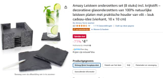 Amazy Leisteen onderzettersset (8 stuks) inclusief krijtstift voor €4,41 bij Amazon