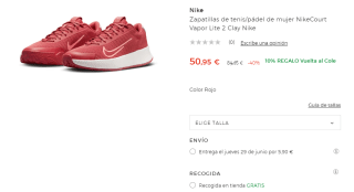 Zapatillas de Pádel de mujer Nike Court Vapor Lite 2 Clay por 50.95€