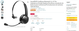 Audífonos SOUNDPEATS A7 Pro por $650 en Amazon, envío gratis