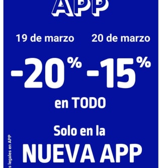 20% descuento el 19 y 15% descuento el 20 desde la app de Kiabi