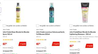 Tot 50% korting en 1 + 1 gratis op John Frieda & Guhl bij Bol