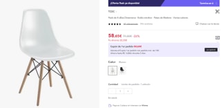 Pack 4 sillas Dinamarca Estilo nórdico por 58,65€ (cuenta nueva por 46,65€)