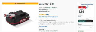 Parkside Accu 20V - 2 Ah voor €9,99 in de lidl webshop