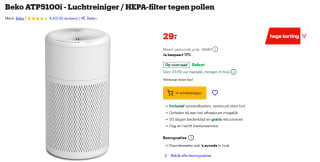 Beko ATP5100i Luchtreiniger voor €29 bij Bol.