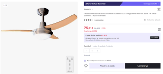 Ventiladores de techo a precios mínimos en Miravia desde solo 36€