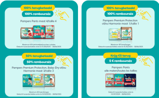 50% tot 100% terugbetaald op Pampers luiers