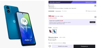 Smartphone motorola G04 4G Concord Black / 4+64GB / 6.56" 90Hz HD+ por 50,96€ (38,96€ usuario nuevo)