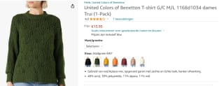 United colors of Benetton Women's Sweater voor €13,95 bij Amazon.nl