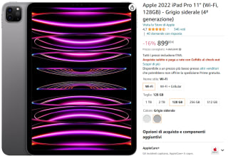 Ipad Pro 11 inch 2022 voor €899 bij Amazon.it