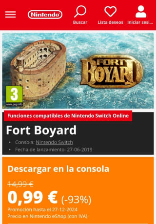 Fort Boyard Nintendo Switch por 0,99€.