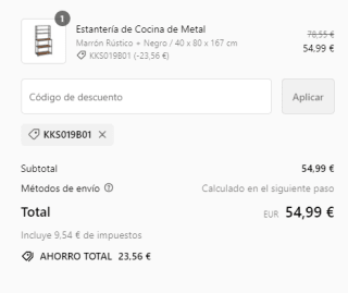 Estantería de Cocina con 6 Estantes y 6 Ganchos por 54,99€