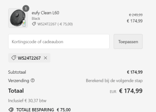 eufy L60 Hybrid - robotstofzuiger voor €174,99 dmv code