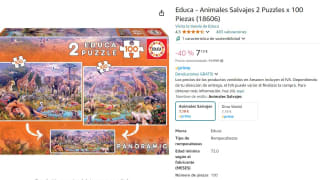 Marca Educa - Animales Salvajes 2 Puzzles x 100 por 7,19€