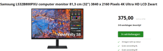 Samsung ViewFinity S32B800PXU Zwart voor €375 bij Twaiko