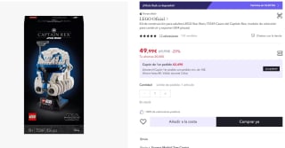 Set LEGO Star Wars 75349 Casco del Capitán Rex; por 49,99€ (37,99€ usuario nuevo)