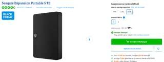 Seagate Expansion Portable 5 TB hardeschijf voor €99 bij Coolblue