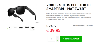 ROKiT Solos 1 Smart zonneBRIL voor €39,95 bij Dagknaller