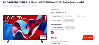 LG C4 OLED42C41LA - 42 inch - 4K OLED Evo - 2024 - Buitenlands model voor €922 bij Bol