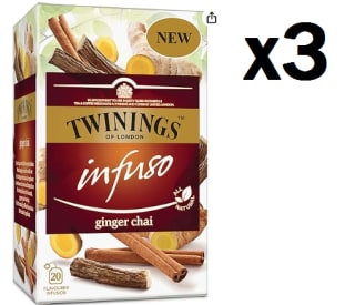 3 Paquetes de Twinings Infusión Ginger Chai, 20 sobres por 9.8€
