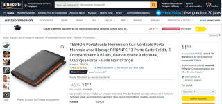 Portefeuille TEEHON en cuir véritable avec Blocage RFID/NFC à 11,99€