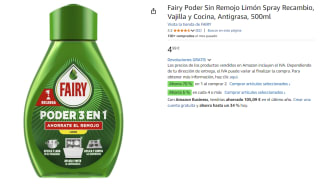 4 Botes de Fairy Poder Sin Remojo Limón Spray Recambio, Vajilla y Cocina, Antigrasa, 500ml por 11.97€