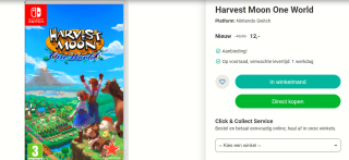 Harvest Moon One World Switch voor €12 bij Nedgame