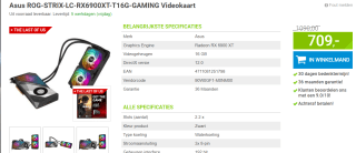 Asus ROG-STRIX-LC-RX6900XT-T16G-GAMING Videokaart voor €709 bij Megekko