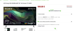 Smart TV LED Sony KD-55X85LAEP 55" 4K WiFi por 699€