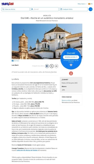 Palma del Río Noche antiguo monasterio desde 64€ para 2 personas.