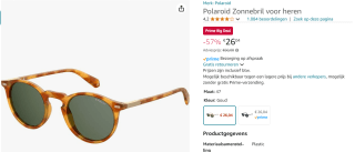 Polaroid zonnebril met gepolariseerde glazen 47 mm voor €26,04 met Amazon Prime