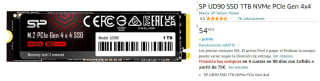 Disco Duro Interno Silicon Power UD90 SSD 1TB NVMe PCIe Gen 4x4 por 54.99€