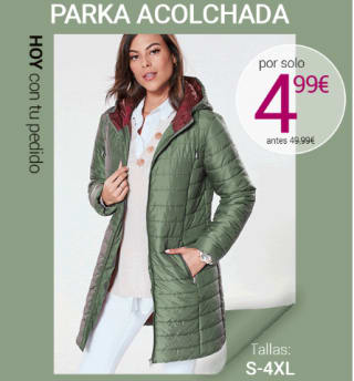 Parka acolchado mujer por solo 4,99€ en pedidos superiores a 25€