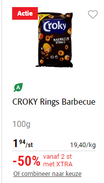 50% korting op Croky Rings chips bij Colruyt