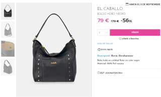 El Caballo - Bolso Hobo negro por 79€