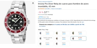 Invicta Pro Diver Reloj de cuarzo para hombre de acero inoxidable, 43 mm por 57,15€