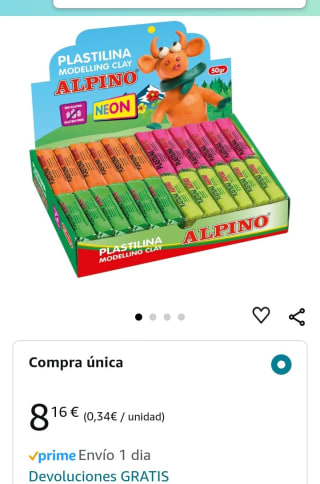Alpino Plastilina 24 unidades por 8,16€.