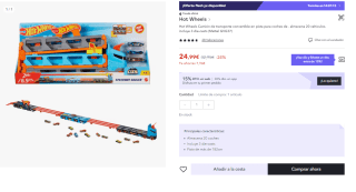Hot Wheels Camión de transporte convertible en pista para coches por 17.5€