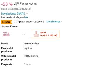 Perfume Jeanne Arthes sólido Rosas 100ml por 3,73€