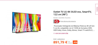Smart TV OLED 48" LG OLED48C25LB 4K por 846€