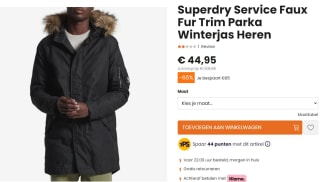 Superdry Service Faux Fur Trim Parka Winterjas voor €44,95 bij Plutosport