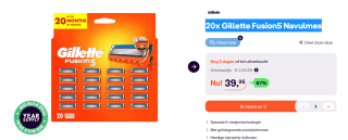 Gillette Fusion5 Scheermesjes 20 Stuks Verpakking voor €39,95 bij Ibood