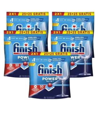 Finish Power All in 1 - Pack de 5 Paquetes De 25+25 (250) Pastillas por 28,21€