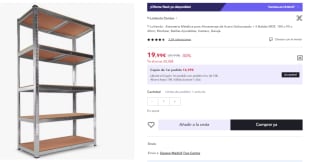 Estantería Metálica Galvanizada Nyana Home 875kg 5 Baldas por 19.99€ (Cuentas Nuevas 12€)