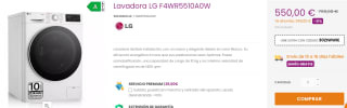 Lavadora LG F4WR5510A0W por 520€