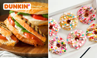 Geniet van een lekkere panini of tosti , een donut en een warme drank.