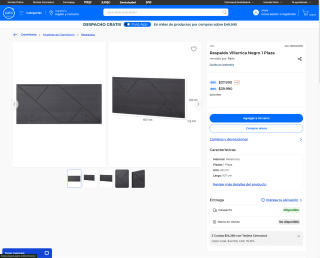 Respaldo Villarrica Negro 1 Plaza por solo $37.990